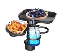 Brenaje Auto-branding-tablet-4 en 1 Copa De Coche Con Soporte Para Alimentos | Bandeja Giratoria Ajustable Para Bebidas, Snacks, Botellas De Gran Tamaño, Viaje Por Carretera, Niños, SUV,