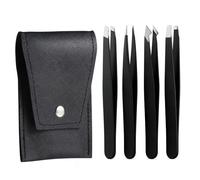 Brencco Kit 4 Pinzas Depilar Profesional Acero Inoxidable, Cejas