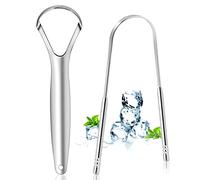 Brencco Raspador de Lengua de Acero Inoxidable - 2 Piezas, Limpiador Lingual para una Higiene Bucal Completa, Elimina el Mal Aliento