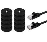 BRENDAZ Cable Ethernet Cat5e, 25 pies (paquete de 10) cable trenzado Cat 5e sin enganches, cable de conexión Ethernet de red, plano, 350 MHz, UTP para PC, servidor, router, módem, TV, PS5, consolas de