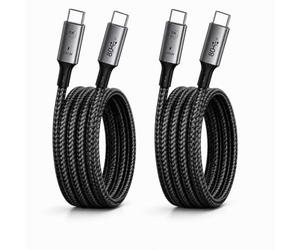 BRENDAZ Paquete de 2 cables USB C para Thunderbolt 5, USB 4 USB 4, 80 Gbps, 240 W, video 8K [certificado USB-IF], carga rápida, compatible con MacBook, iPhone 17/16/15, iPad, paquete de 2