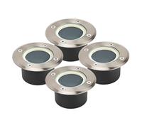 Brendz 4 piezas Luz Solar Jardin Suelo, LED, 20 Lúmenes, IP67 Impermeable, 3000K Luz Blanca Cálida, Batería de Polímero de Litio, Farolillos Solares Exterior, Plata, Doha