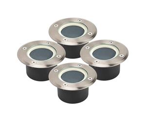 Brendz 4 piezas Luz Solar Jardin Suelo, LED, 20 Lúmenes, IP67 Impermeable, 3000K Luz Blanca Cálida, Batería de Polímero de Litio, Farolillos Solares Exterior, Plata, Doha