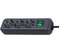 BRENNENSTÜHL Alargador Eco-Line 3 Enchufes, 3m, Negro