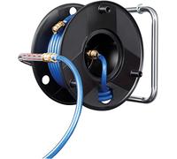 Brennenstuhl 1127010010 - Carrete de manguera antitorsión con manguera para aire comprimido de 20 metros Fabricado en Austria Manguera de 20 m, diametru-6/12 mm Robusto con soportes, Negro/Azul