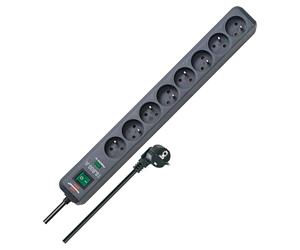 Brennenstuhl 1159291138 - Bloque de eco-line 8 salidas 1,4 m h05vv-f 3g1.5 con un protector contra sobretensiones antracita 13500