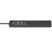 Brennenstuhl 1159541376 - Bloque de Seguro-Tec 6 Salidas con Protector contra sobretensiones Tiene 15.000 Timbre Negro