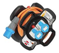 Brennenstuhl 1169730101 Strom Cable de extensión 16A Orange 10.00m | Tambor de cable con 2 enchufes CEE y 3 enchufes de protección de contacto, uso continuo en exteriores IP44