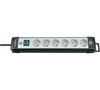 Brennenstuhl Premium-Line regleta de enchufes con 6 Tomas de Corriente (Cable de 5m, con Interruptor, montable, Fabricado en Alemania) Negro/Gris