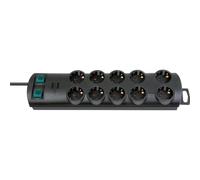 Brennenstuhl - 2 pack de ahorro primera-line regleta de 10 enchufes negro con interruptores negro