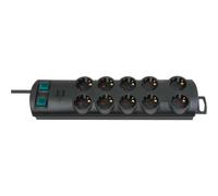 Brennenstuhl - 2 pack de ahorro primera-line regleta de 10 enchufes negro con interruptores negro