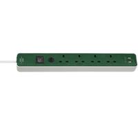 BRENNENSTUHL 4 Enchufes con USB 1.5m Blanco/Verde