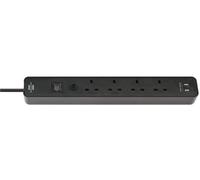 BRENNENSTUHL Alargador Ecolor FB 4 Salidas + USB, 3m, Negro