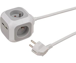 Brennenstuhl Alea-Power - Regleta (4 Tomas + 2 enchufes USB, 1,4 m de Cable, Color Gris y Blanco