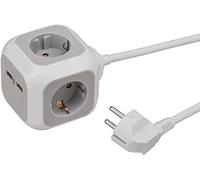 Brennenstuhl Alea Power regleta de enchufes con Carga USB y 4 Tomas de Corriente en Forma de Cubo (Cable de 1,4 m, 2X USB, regleta sobremesa, montable) Gris