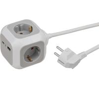 Brennenstuhl Alea-Power USB-Cargador Bloque de Toma 4-vías | Cubo de enchufes con 1x USB A 18W y 1x USB C 20W, 1,4m cable y mayor protección contra el contacto