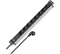 Brennenstuhl ALU-Line regleta de enchufes con 8 Tomas y protección contra sobretensión (regleta eléctrica en Formato de 19 Pulgadas y con Cable de 2m)