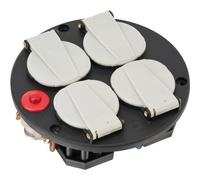 Brennenstuhl Asein - Accesorio tapas antipolvo 4 enchufes | Placa de montaje de 4 enchufes para interiores, con protección contra sobrecalentamiento, color negro y gris claro