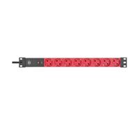 Brennenstuhl Base múltiple con 8 tomas y disyuntor 2m Alu-Line, / Rojo