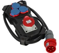 Brennenstuhl Bloque de distribución/Distribuidor de Potencia 16A (Cable H07RN-F 5G2,5 de 2 m, para Uso en Obras de construcción y Uso Permanente en Exteriores IP44, Apto para Montaje en Pared