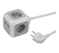 Brennenstuhl | Bloque de enchufes ALEA con cargador USB | 4 enchufes | con función de carga USB | blanco/gris luminoso