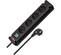 Brennenstuhl Bremounta regleta de enchufes con 4 Tomas Corriente para instalación y fijación (Cable de 1,5m, montable, con Interruptor) Negro