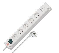 Brennenstuhl Bremounta Regleta de enchufes con 5 Tomas y función de Carga USB C (Regleta con Interruptor, eléctrica de Pared, 2X USB C y Cable de 3m) Blanco