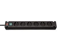 Brennenstuhl Bremounta regleta de enchufes de 6 Tomas con Interruptor (regleta eléctrica con Tomas de 90 Grados, regleta con opción de Montaje y Cable de 3m) Negro