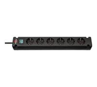 Brennenstuhl Bremounta regleta de enchufes de 6 Tomas con Interruptor (regleta eléctrica con Tomas de 90 Grados, regleta con opción de Montaje y Cable de 3m) Negro