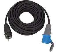 Brennenstuhl Cable Adaptador/Adaptador CEE con Clavija de Contacto de Puesta a Tierra y Acoplamiento CEE (25m Cable Negro, H07RN-F 3G2,5, 230V/16A, Uso Permanente en Exteriores IP44, Made in Germany)