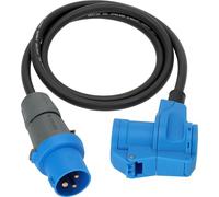 Brennenstuhl Cable Adaptador de Camping CEE con Conector CEE y Acoplamiento en Esquina, Incluye regleta combinada de Contacto de Seguridad (Cable de 1,5 m en Negro, 230V/16A, para Uso en Exteriores