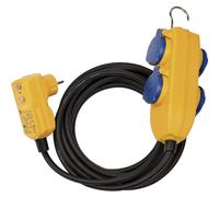Brennenstuhl Cable Adaptador de protección FI IP54 con Powerblock (extensión de 4 vías, IP54, Cable de 5 m, con Interruptor de protección Personal)