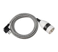 Brennenstuhl cable alargador de plástico 3 m con cubierta textil y interruptor giratioria (alargador eléctrico para interiores, cable de 3 m, interruptor iluminado) negro/blanco
