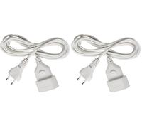 Brennenstuhl Cable alargador de plástico (Cable alargador para Uso en Interiores, 3m de Cable, con Enchufe Euro y Acoplamiento) Blanco (Paquete de 2)