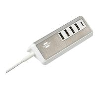 brennenstuhl®estilo cargador USB con función de carga rápida / enchufe múltiple USB con superficie de acero inoxidable (1x toma de carga USB C Power Delivery 4x tomas de carga USB, cable textil de 1,5m)