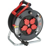 Brennenstuhl Carrete de cable profesional 300 KU 2100 (cable de 25 m en negro, fabricado en plástico especial, para uso en obras de construcción y uso permanente en exteriores, fabricado en Alemania)