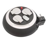 Brennenstuhl Comfort-Line enrollacables doméstico con 4 enchufes y USB (cable de 3 m, alargador eléctrico enrollable, para uso al hogar, carga USB) negro/blanco