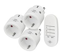 Brennenstuhl Comfort-Line Mini 3+1 Set de enchufes inalámbricos, 3 enchufes con Mando a Distancia (Control Remoto hasta 25m de Alcance, para Interiores, con emisor) Blanco