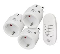 Brennenstuhl Set enchufes inalámbricos Comfort-Line Mini 3+1 – 3 enchufes, mando 25 m, blanco