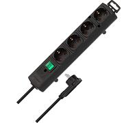 Brennenstuhl Comfort Line regleta de enchufes con 4 Tomas de Corriente para Montaje (Cable de 2 m, Interruptor Iluminado, montable, Enchufe Plano) Negro