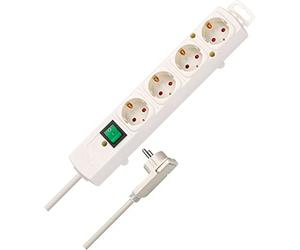 Brennenstuhl Comfort Line regleta de enchufes con 4 Tomas de Corriente para Montaje (Cable de 2 m, Interruptor Iluminado, montable, Enchufe Plano) Blanco