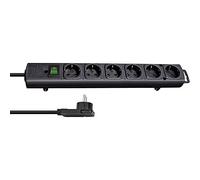 Brennenstuhl Comfort Line regleta de enchufes con 6 Tomas de Corriente para Montaje (Cable de 2 m, Interruptor Iluminado, montable, Enchufe Plano) Negro