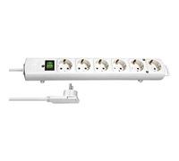 Brennenstuhl Comfort Line regleta de enchufes con 6 Tomas de Corriente para Montaje (Cable de 2 m, Interruptor Iluminado, montable, Enchufe Plano) Blanco