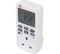 Brennenstuhl Comfort-Line - Temporizador Digital semanal (Temporizador semanal para Uso en Interiores, función de Cuenta atrás y con Mayor protección táctil), Color Blanco