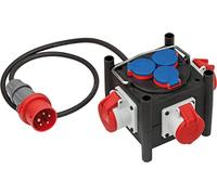 Brennenstuhl compacto de goma de distribución de/Goma distribuidor (1 m Cable, 3 x CEE 400 V/16 A, 3 x 230 V/16 A, diseño de interfaz Uso y constantes Uso en exteriores), color negro