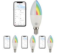 Brennenstuhl Connect Bombilla LED WiFi SB 400 E14 (compatible con Alexa y Google Assistant, no requiere hub, Bombilla inteligente 2,4 GHz con app gratuita, 430lm, 5,5W) (Paquete de 4)