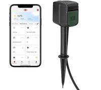 Brennenstuhl Connect Enchufe inteligente para jardín y exteriores / 2 enchufes controlables individualmente (compatible con 2.4 GHz WiFi, Alexa y Google Assistant, enchufes programables, cable de 10m)