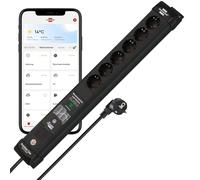 Brennenstuhl Connect Premium-Line Regleta Enchufes WiFi de 6 Tomas con protección Inteligente contra sobretensiones (Amazon Alexa y Google Assistant; App Gratuita; 1.8m; Made in Germany