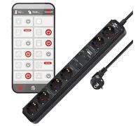 Brennenstuhl Connect Regleta Inteligente Eco-Line con 6 Tomas programable (Regleta WiFi, Control por App o Voz, aplicación Gratuita, Compatible con Alexa y Google Assistant) Negro