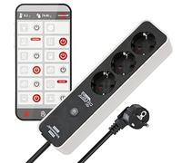 Brennenstuhl Connect Regleta Inteligente Ecolor con 3 Tomas programable (Regleta WiFi, Control por App o Voz, aplicación Gratuita, Compatible con Alexa y Google Assistant) Blanco/Negro